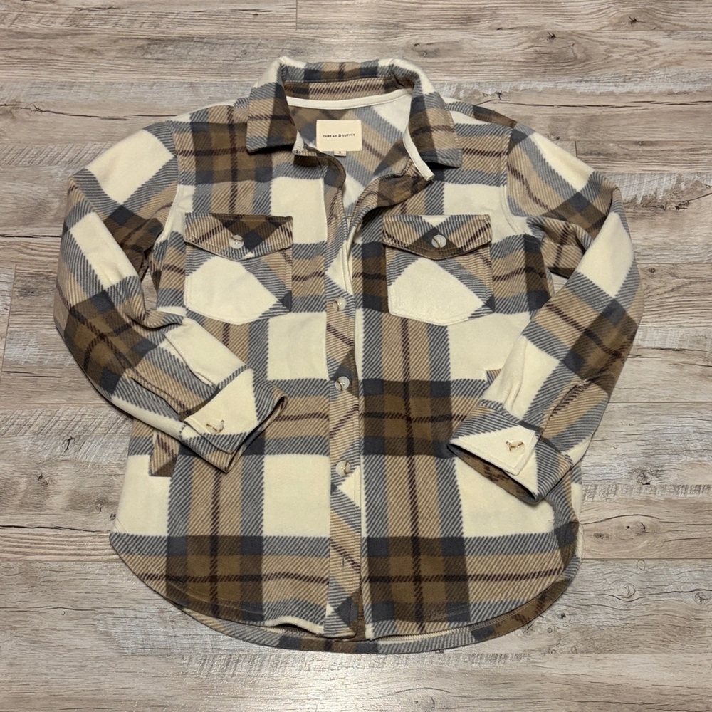 Thread & Supply Cozy Plaid Shirt in Neutral Tones